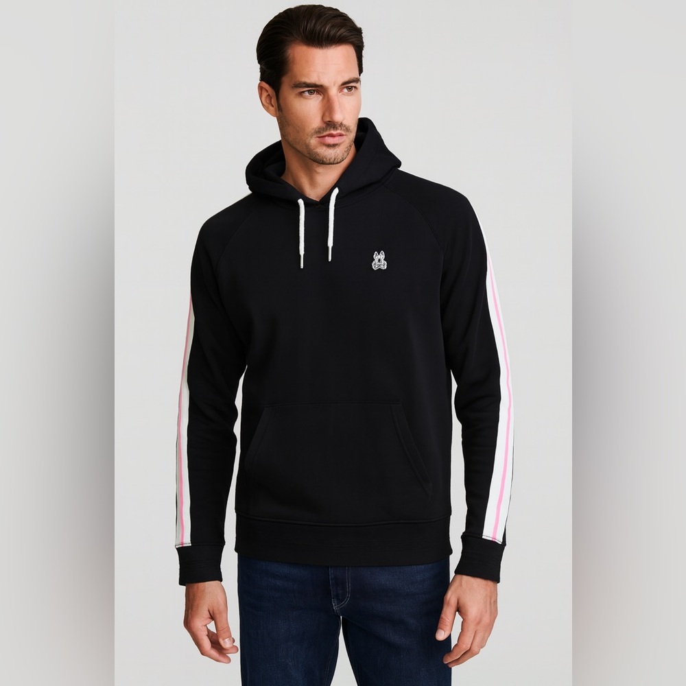 Psycho Bunny Black Hoodie with Pink and White Accents